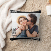Black パーソナライズされた You Rock My World Photo クッション (ブランケット)