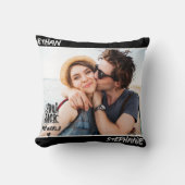 Black パーソナライズされた You Rock My World Photo クッション (正面)