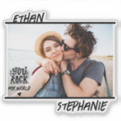 Black パーソナライズされた You Rock My World Photo シール (正面)