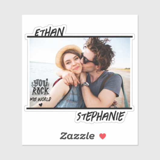 Black パーソナライズされた You Rock My World Photo シール (シート)