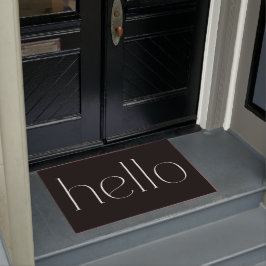 Black モダン HandスクリプトHello Welcome ドアマット
