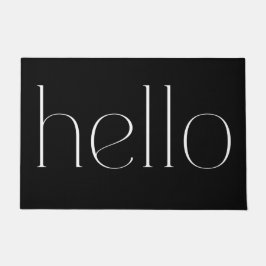 Black モダン HandスクリプトHello Welcome ドアマット