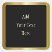 Black 縁ど Center Business Labelを持つ金ゴールド スクエアシール (正面)