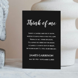 Black 考え Of Meお祝い・オブ・ライフ・キャンドル プレイスカード