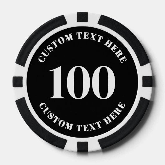 Black 100 Numbered ポーカーチップ (正面)