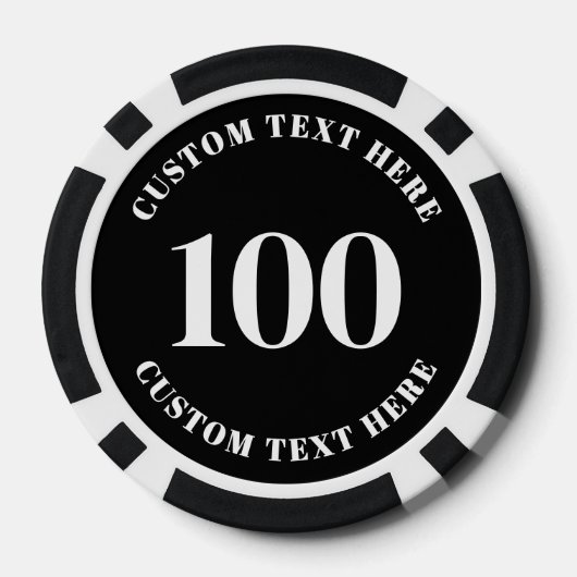 Black 100 Numbered ポーカーチップ (裏面)