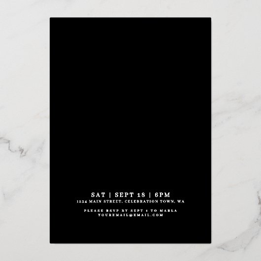 Black 100th Birthday Gold 箔招待状 (裏面)