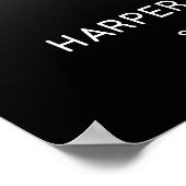 Black 16th Birthday Party Welcome Sign ポスター (角)