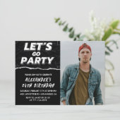 Black 24th birthday invitations Men Photo  招待状 (スタンド正面)