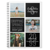 Black 3-Photo Fun Boxes Class Year Notebook ノートブック (正面)