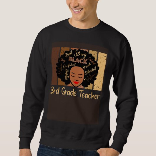 Black 3rd Grade Teacher Love African American スウェットシャツ (正面)