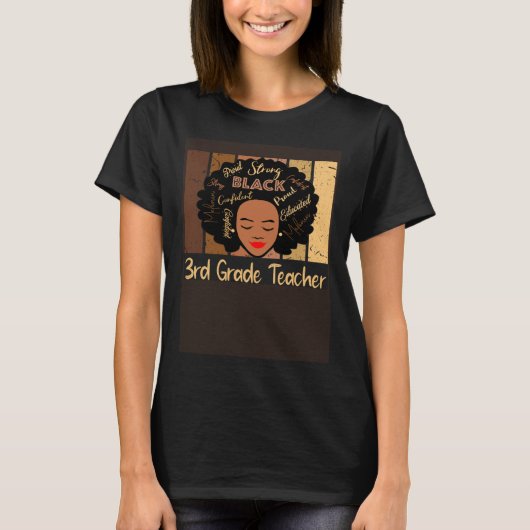 Black 3rd Grade Teacher Love African American Tシャツ (正面)