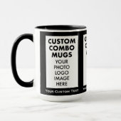 Black 4:6 Frame 3 x Photo Text Large Custom Combo マグカップ (左)