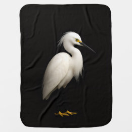 Black 4 Luxe blanket with Snowy Egret ベビー ブランケット