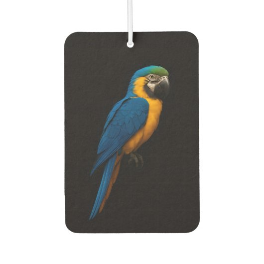 Black 4 Luxe Car Air Fresheners, Blue Yellow Macaw カーエアーフレッシュナー (正面)