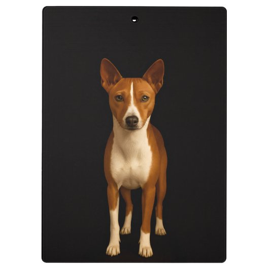 Black 4 Luxe Clipboard, Classy Basenji Dog クリップボード (裏面)