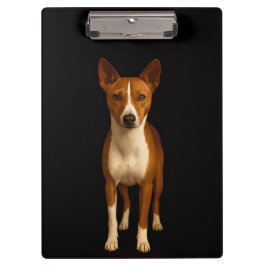 Black 4 Luxe Clipboard, Classy Basenji Dog クリップボード