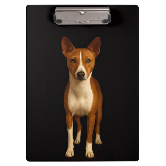Black 4 Luxe Clipboard, Classy Basenji Dog クリップボード (正面)