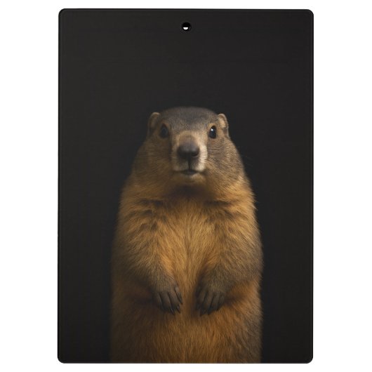 Black 4 Luxe Clipboard, Fluffy Marmot クリップボード (裏面)