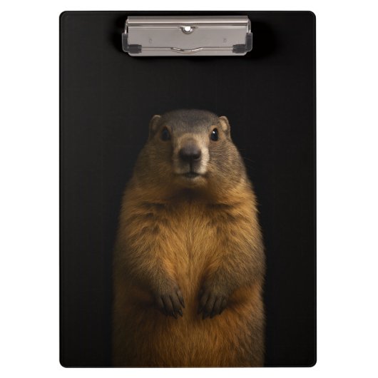 Black 4 Luxe Clipboard, Fluffy Marmot クリップボード (正面)