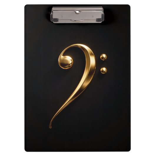 Black 4 Luxe Clipboard, Golden Bass Clef クリップボード (正面)