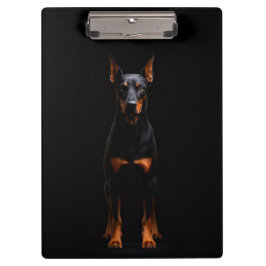 Black 4 Luxe Clipboard, Guardian Doberman Dog クリップボード