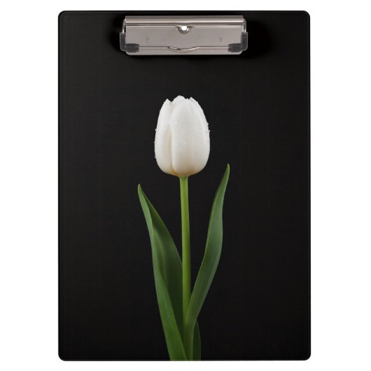Black 4 Luxe Clipboard, Pearl White Tulip クリップボード (正面)