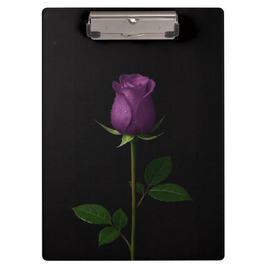 Black 4 Luxe Clipboard, Royal Violet Rose クリップボード (正面)