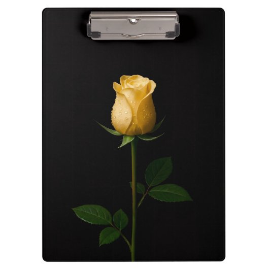 Black 4 Luxe Clipboard, Sunlit Yellow Rose クリップボード (正面)