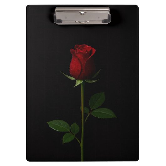 Black 4 Luxe Clipboard, Velvet Red Rose クリップボード (正面)