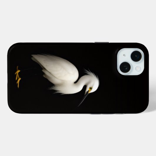 Black 4 Luxe, Elegant Snowy Egret Case-Mate iPhoneケース (裏面 (横))