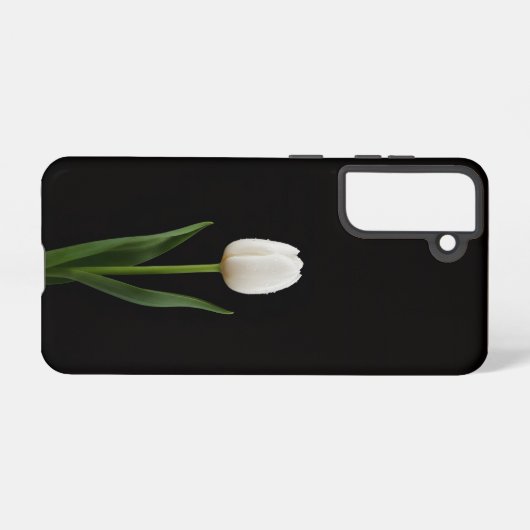 Black 4 Luxe  Galaxy S21 Case, Pearl White Tulip Samsung Galaxyケース (裏面横)