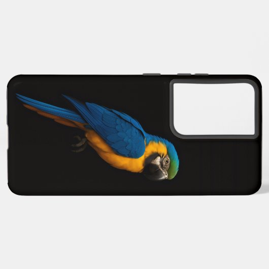 Black 4 Luxe Galaxy S21 Plus, Blue Yellow Macaw Samsung Galaxyケース (裏面横)