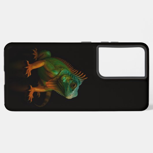 Black 4 Luxe Galaxy S21 Plus, Green Iguana Samsung Galaxyケース (裏面横)