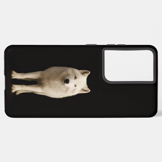 Black 4 Luxe Galaxy S21 Plus, Ivory Arctic Wolf Samsung Galaxyケース (裏面横)