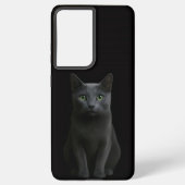 Black 4 Luxe Galaxy S21 Plus, Russian Blue Cat Samsung Galaxyケース (裏面)