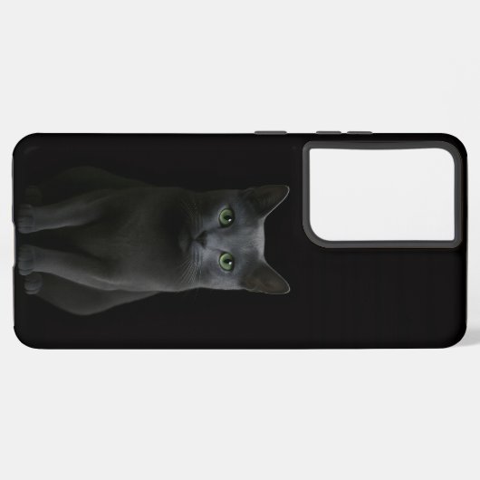 Black 4 Luxe Galaxy S21 Plus, Russian Blue Cat Samsung Galaxyケース (裏面横)