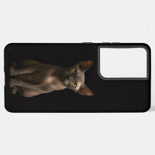 Black 4 Luxe Galaxy S21 Plus, Sphynx Cat Samsung Galaxyケース (裏面横)
