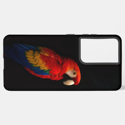 Black 4 Luxe Galaxy S21 Ultra Case, Scarlet Parrot Samsung Galaxyケース (左側面)