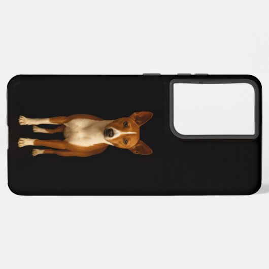 Black 4 Luxe Galaxy S21 Ultra, Classy Basenji Dog Samsung Galaxyケース (左側面)