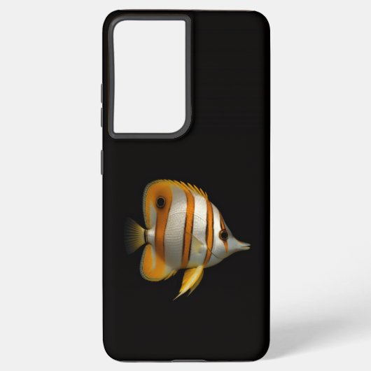 Black 4 Luxe Galaxy S21 Ultra, Reef Butterflyfish Samsung Galaxyケース (裏面)