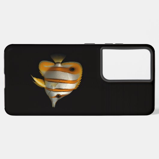 Black 4 Luxe Galaxy S21 Ultra, Reef Butterflyfish Samsung Galaxyケース (左側面)