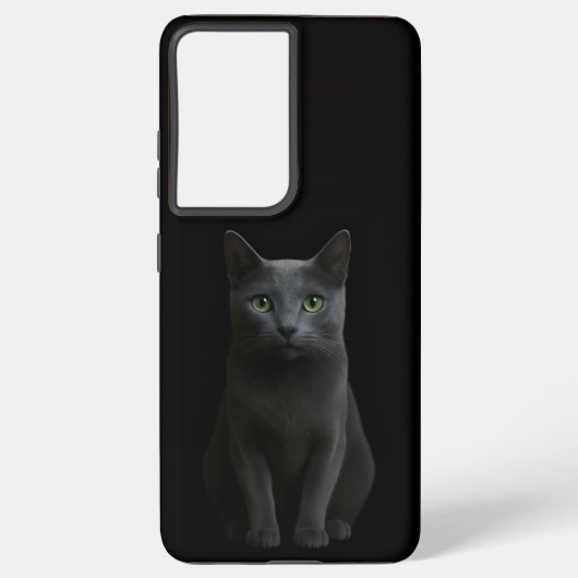 Black 4 Luxe Galaxy S21 Ultra, Russian Blue Cat Samsung Galaxyケース (裏面)