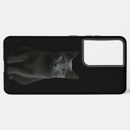 Black 4 Luxe Galaxy S21 Ultra, Russian Blue Cat Samsung Galaxyケース (左側面)