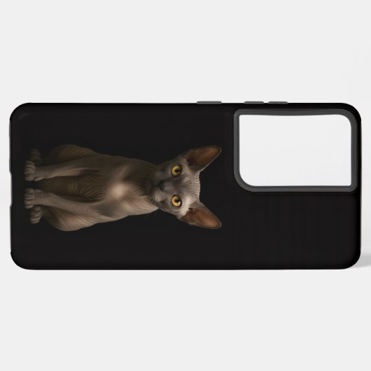 Black 4 Luxe Galaxy S21 Ultra, Sphynx Cat Samsung Galaxyケース (左側面)