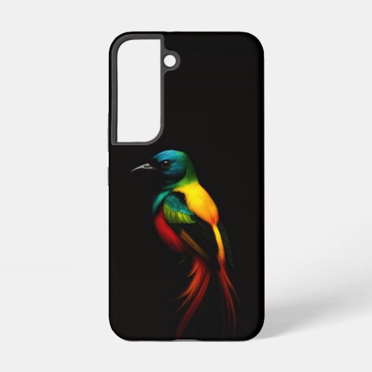 Black 4 Luxe Galaxy S22 Case, Rainbow Tail Bird Samsung Galaxyケース (裏面)