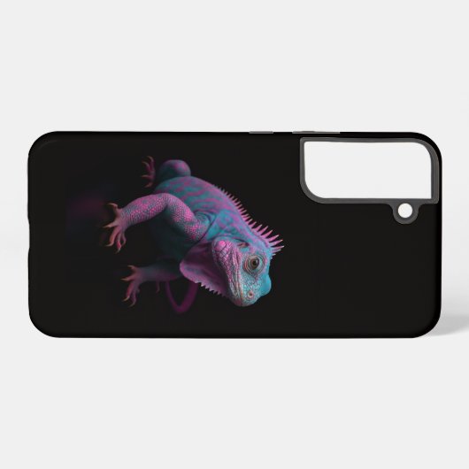 Black 4 Luxe Galaxy S22 Plus, Pink Tropical Iguana Samsung Galaxyケース (裏面横)