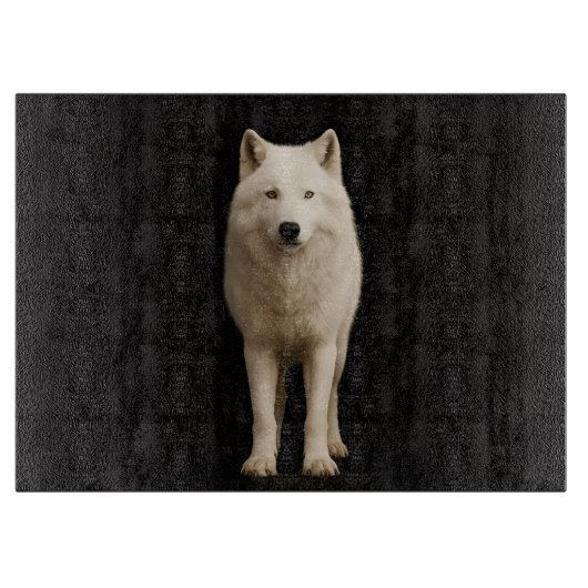 Black 4 Luxe Glass board Ivory Arctic Wolf カッティングボード (正面)