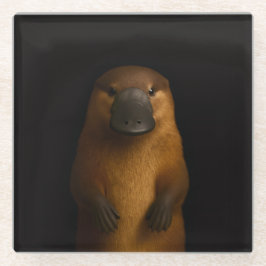 Black 4 Luxe Glass coaster, Elegant Platypus ガラスコースター