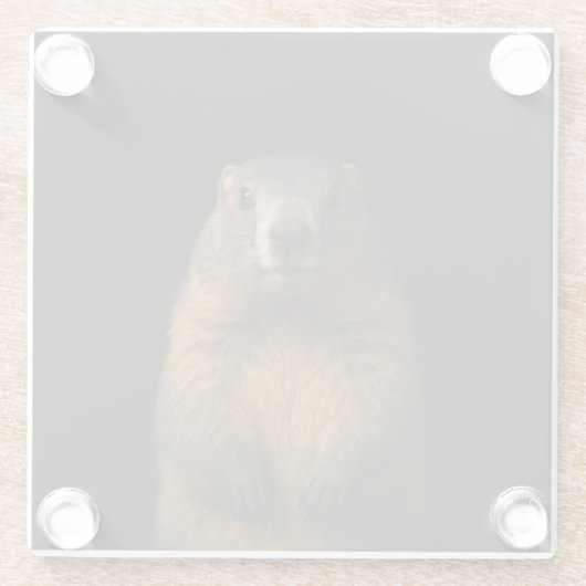 Black 4 Luxe Glass coaster, Fluffy Marmot ガラスコースター (裏面)